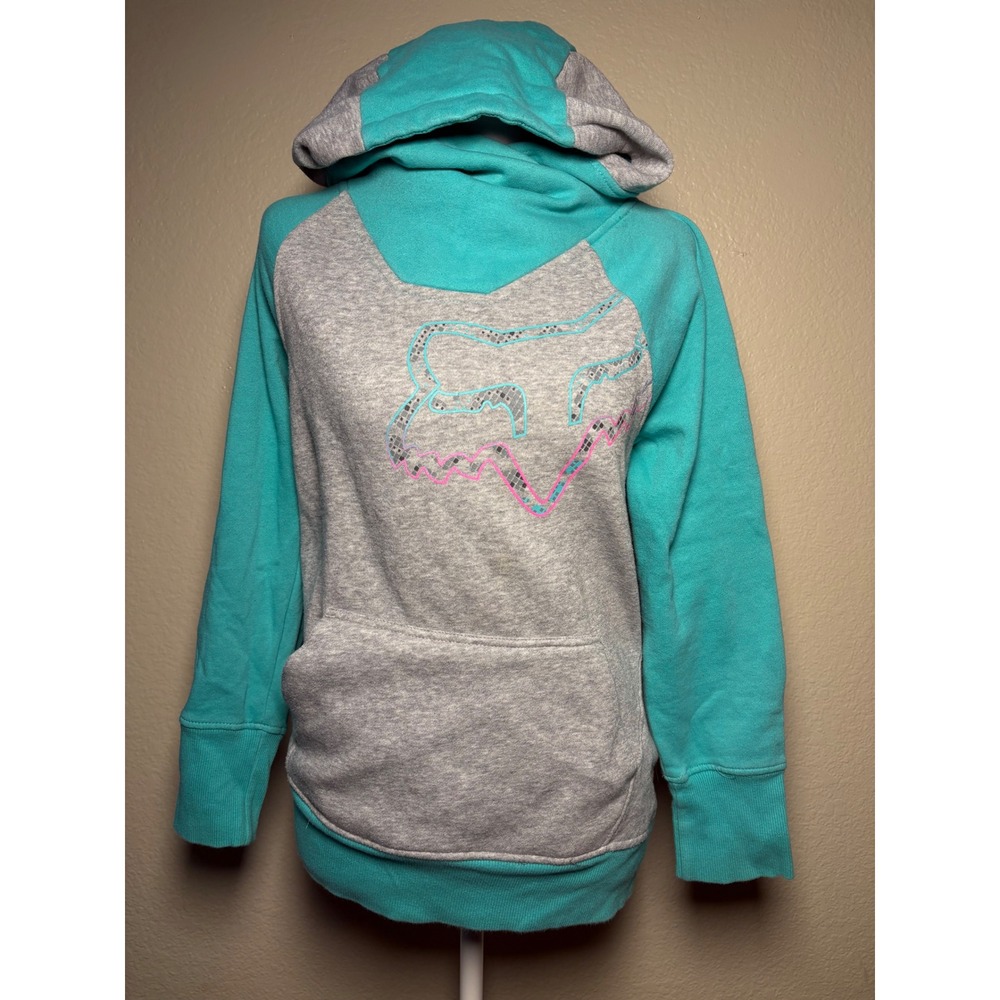 Y2K Fox Racing Womens Hoodie Colorblock Logo Pullover Sweatshirt Small #9